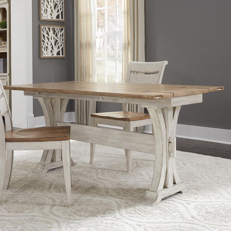 Liberty Furniture Farmhouse Reimagined Flip Lid Sofa Table in Antique White w/ Chestnut Top image number 1