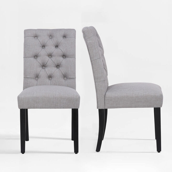 WestinTrends Upholstered Button Tufted Dining Chair (Set of 2)