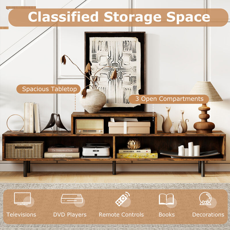TV Stand with 3 Open Storage Compartments and Entertainment Center Design image number 6