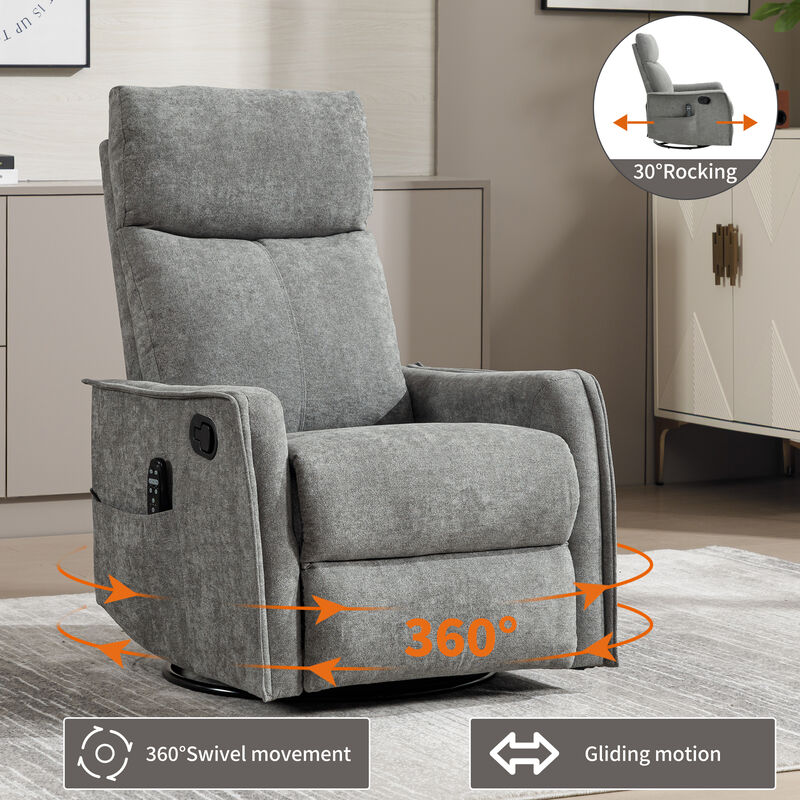 Merax 360&deg; Swivel Rocking Recliner with Massage & Lumbar Heat image number 4