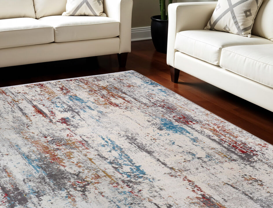 HomeRoots Abstract Power Loom Area Rug With Fringe