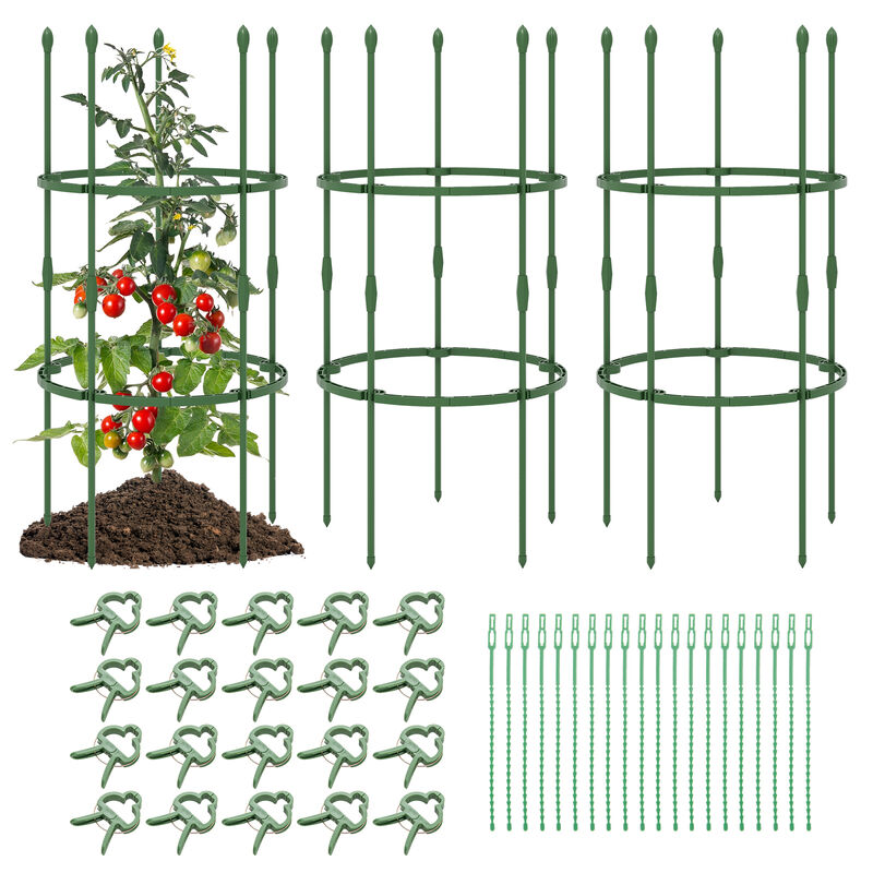 3-Pack Garden Trellis 40"/60" Tall Plant Support Stands with Clips and Ties-S