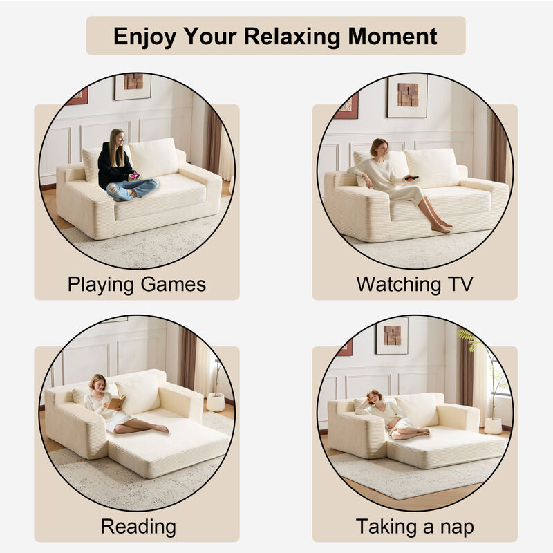 GOODSILO Comfortable Deep Seat Sofa Bed with Reversible Cushions and Pillows for Modern Living Spaces image number 5