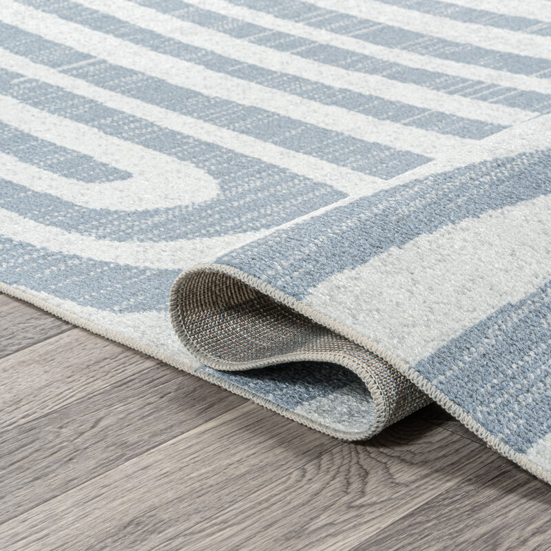 Maze Abstract Two-Tone Low-Pile Machine-Washable Area Rug