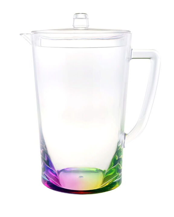 HomeRoots 2.75 Quart Clear and Rainbow Acrylic Pitcher