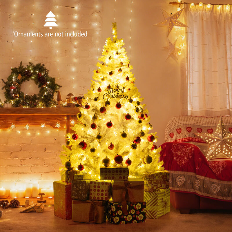 Pre-Lit Hinged Xmas Tree, Artificial Christmas Tree with 11 Light Modes image number 1