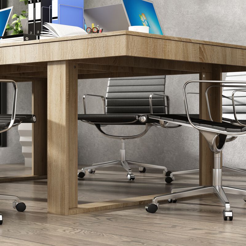 86.6 in. Width, Retangular Wood Grain Wooden Computer Desk, Writing Desk, Natural with Wooden Frame