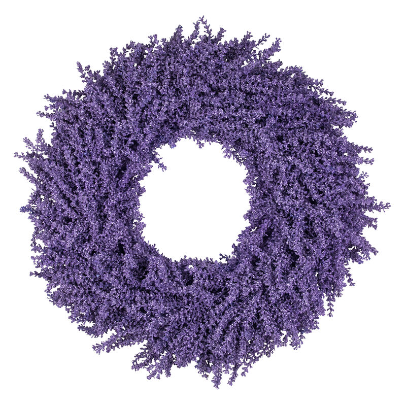 Purple Lavender Artificial Floral Spring  Wreath  28-Inch  Unlit image number 1