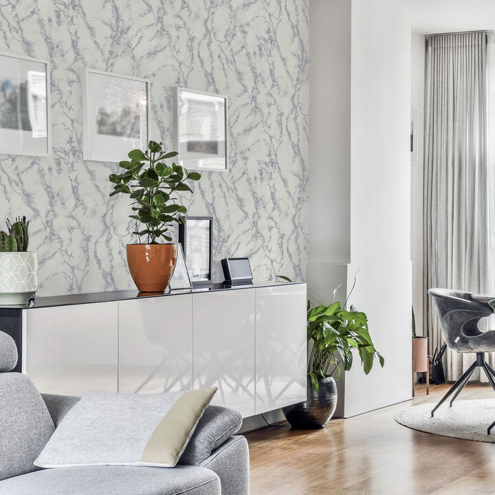 Siward White Metallic Marble Wallpaper (Set of 2)