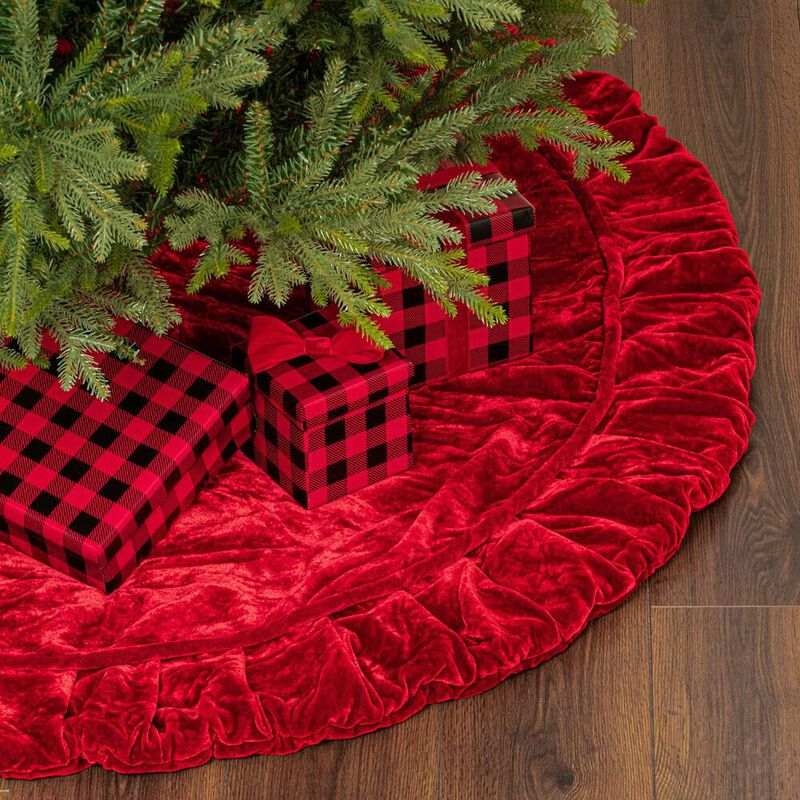 Vickerman 60" Plush Red Velvet Christmas Tree Skirt image number 3