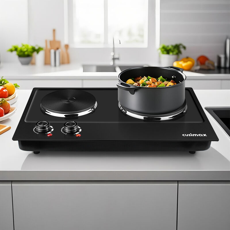 Cusimax Hot Plate, 1800W Electric Burner Double Hot Plate for Cooking Countertop Burner with Adjustable Temperature Control, Portable Cooktop image number 1