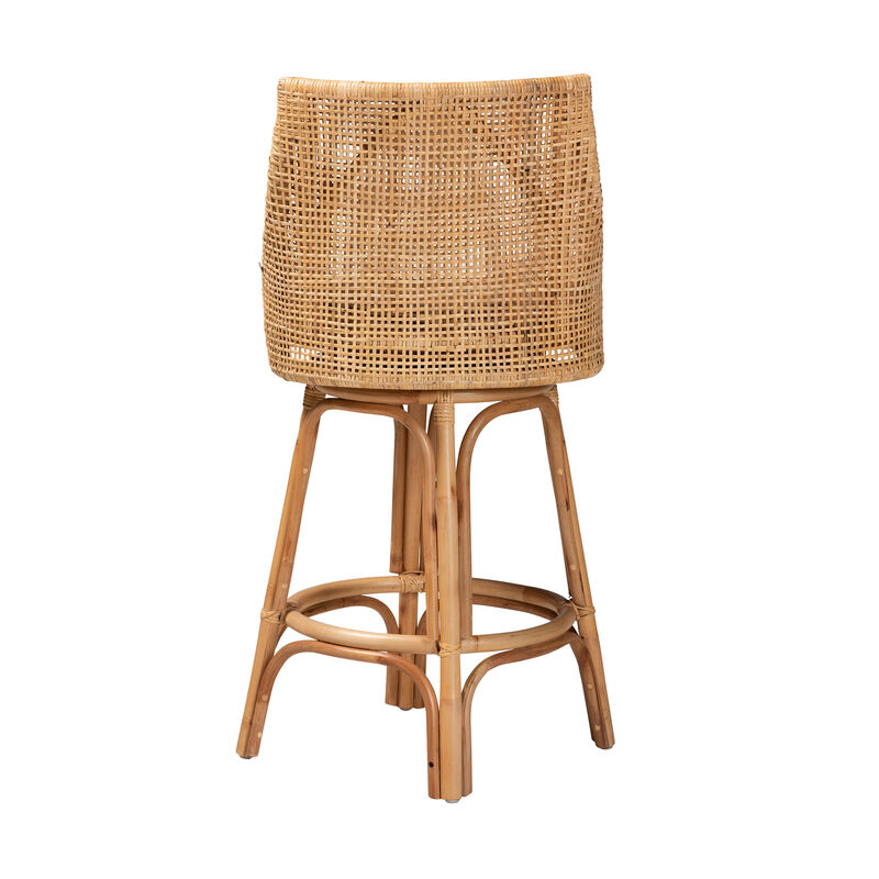 Baxton Studio Bella Modern Bohemian Natural Rattan Bar Stool