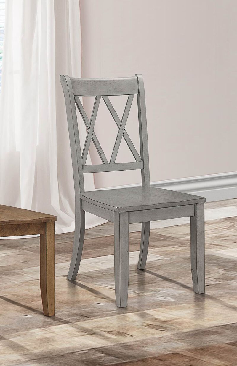 Streamdale Transitional Gray Side Chairs Set, Double-X Design