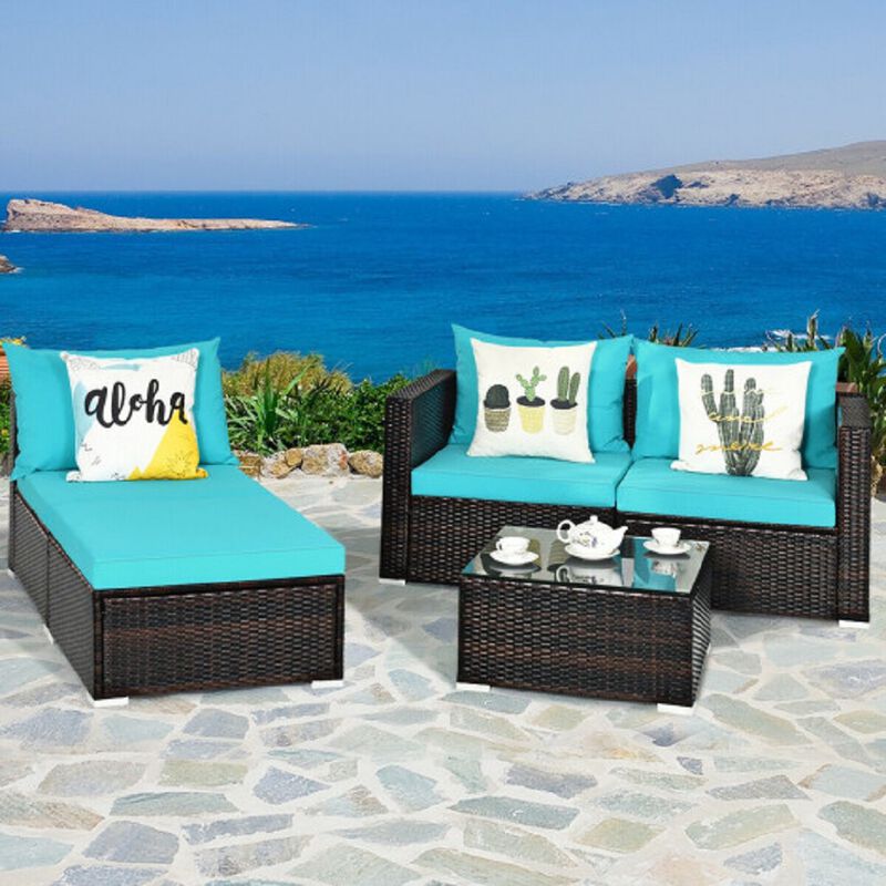 5 PCS Patio Sofa Set with Coffee Table