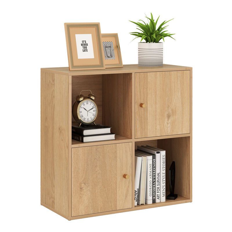 Freestanding 3-Tier Bookcase with 4 Cubes, 2 Doors & Anti-Tip Hardware image number 0