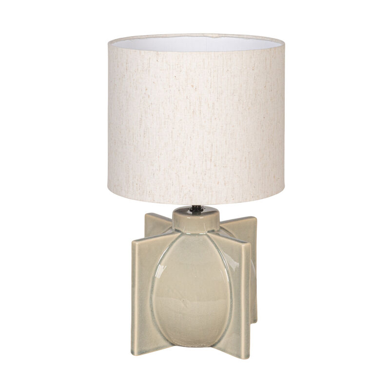 Grey Ceramic Table Lamp with Crossed Base and Linen Shade image number 0