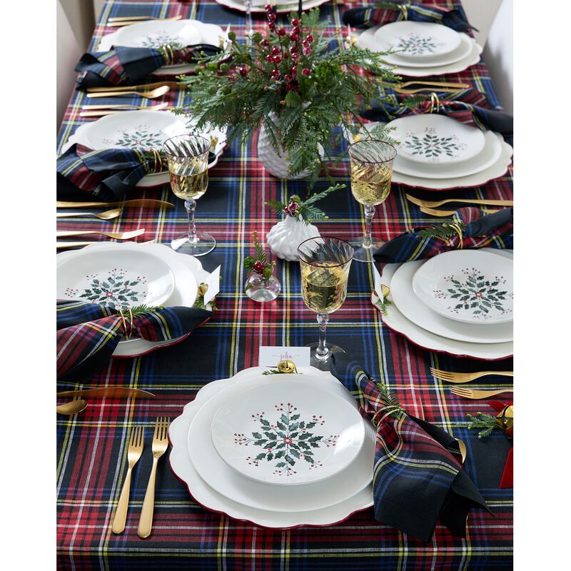 Solino Home Stewart Plaid 100% Linen Tablecloth &ndash; Handcrafted, Machine Washable, Perfect for Holiday and Everyday Dining