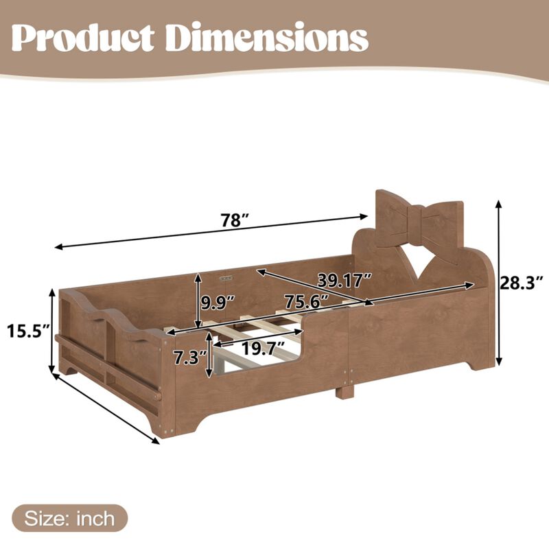 Cugwob Bowknot‑Cutout Kids Low Platform Bed image number 9