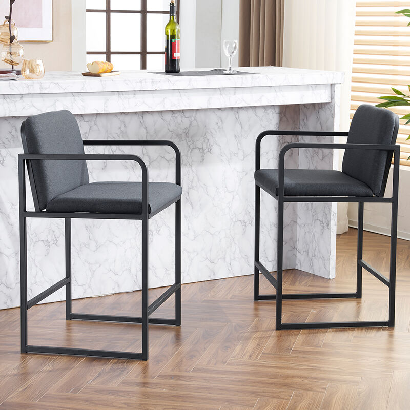 Merax Modern Upholstered Counter Height Bar Stool Set of 2