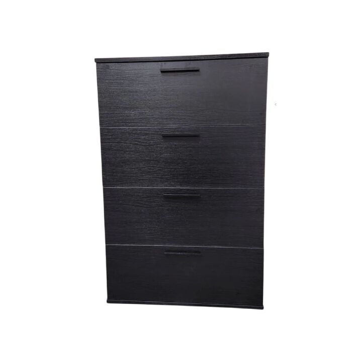 Levy Jumbo Tall Dresser Chest, 4 Drawers, Weathered Black Melamine