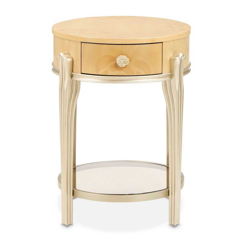 Michael Amini Camellia Field Oval End Table with Drawer - Caramel image number 2