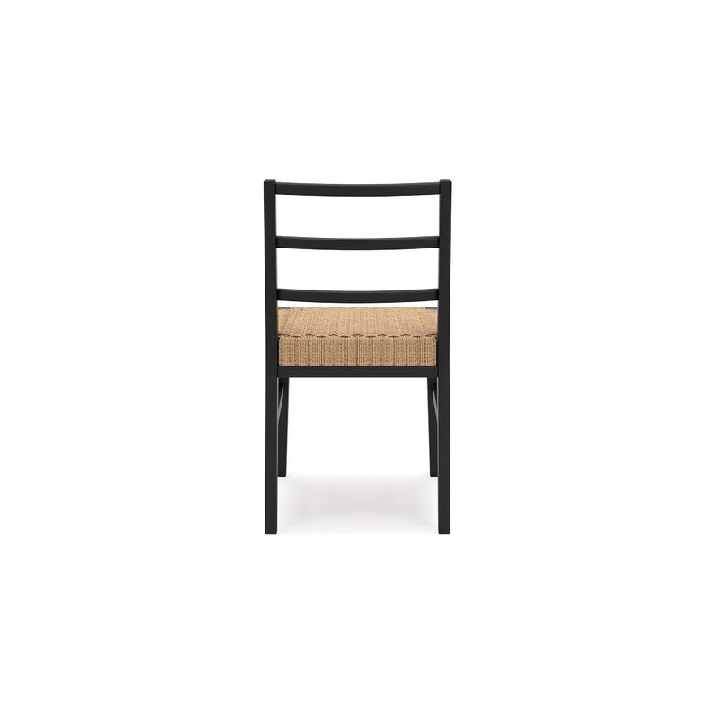 Wrenn Dining Side Chair Set of 2, Faux Rattan Woven Seat, Black Wood image number 3