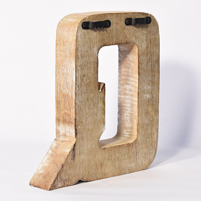 Vintage Natural Handmade Eco-Friendly "Q" Alphabet Letter Block For Wall Mount & Table Top Décor