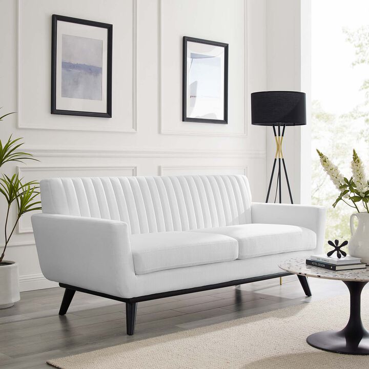 Engage Channel Tufted Fabric Loveseat White EEI-5461-WHI