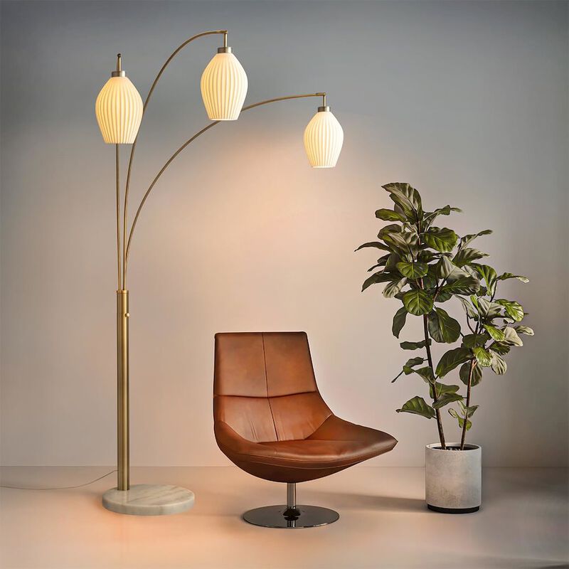 NOVA OF CALIFORNIA Santa Clara 3 Light Arc Floor Lamp - Weathered Brass image number 1