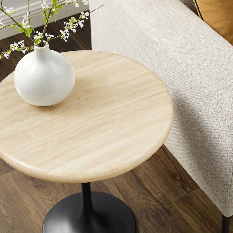 Lippa 20" Round Faux Travertine Side Table image number 7
