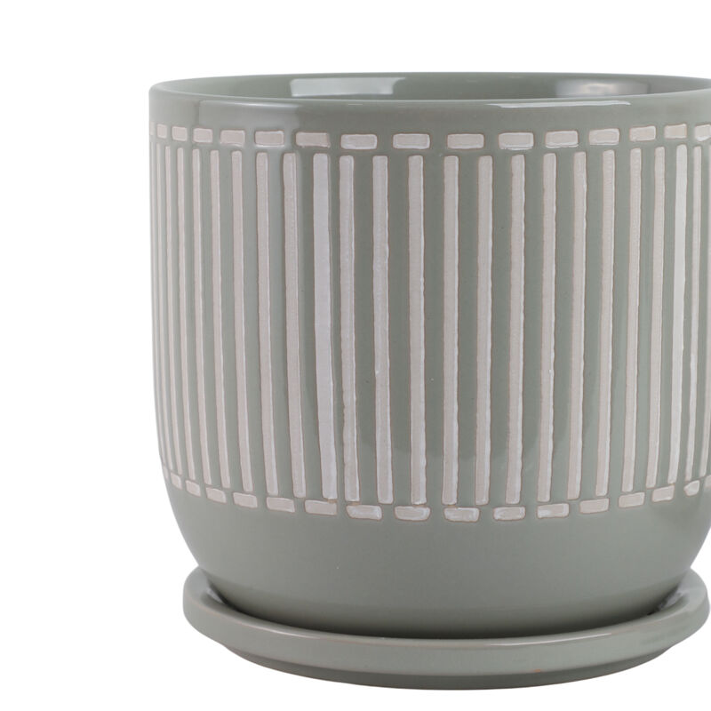Planter with Saucer, Grey