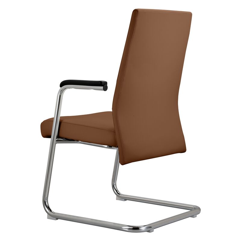 LeisureMod Aleen Mid-Century Modern Office Chair with Upholstered Seat and Metal Armrest