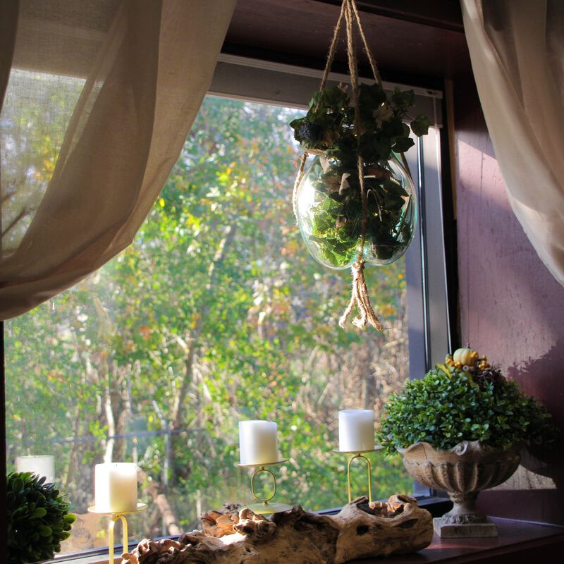 Hanging Molten Glass Terrarium Planter, 9x9 Inch, Handmade image number 6