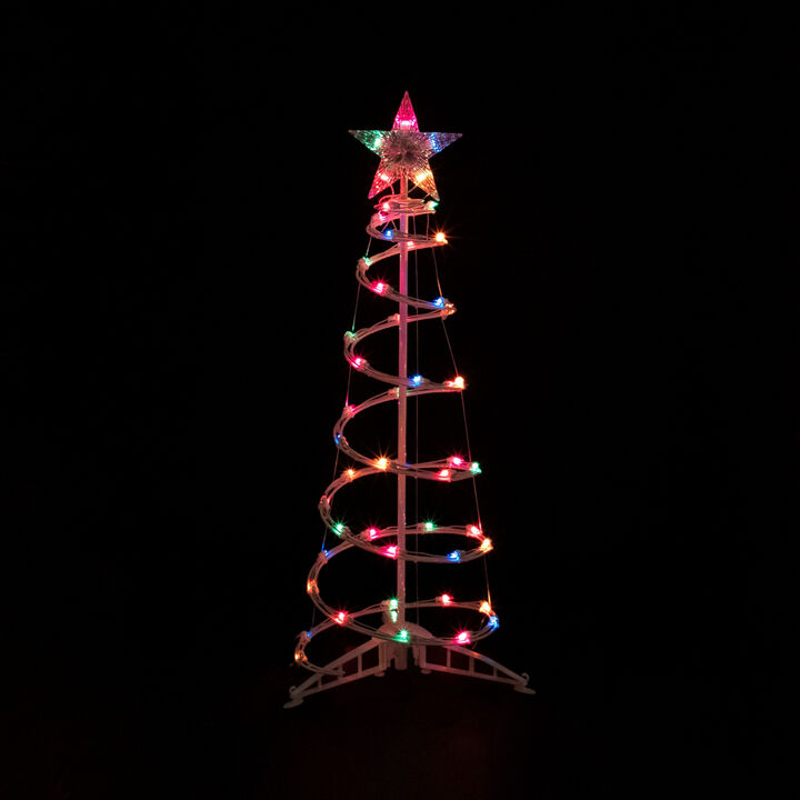 3ft Lighted Spiral Cone Tree Outdoor Christmas Decoration  Multi Lights