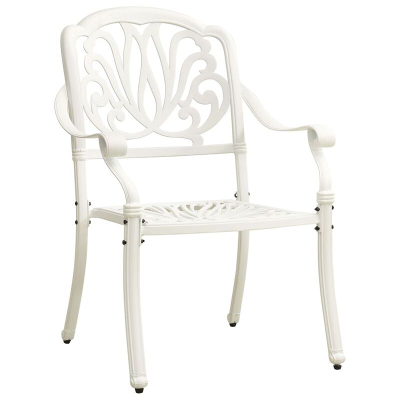 vidaXL Garden Chairs 2 pcs Cast Aluminum White