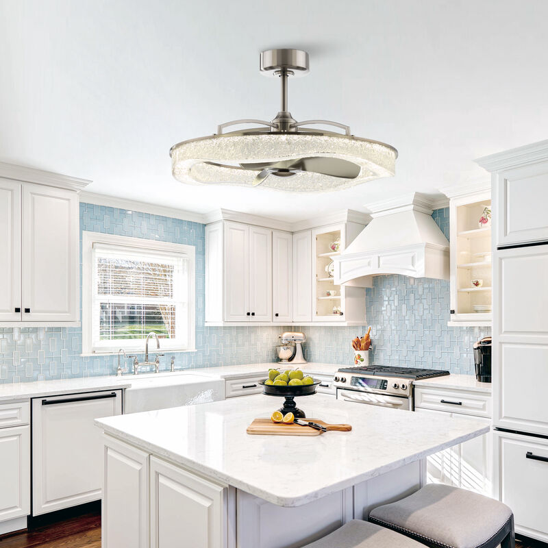 33 in. Sand Nickel Caged Ceiling Fan with Resin Light Shade and Remote