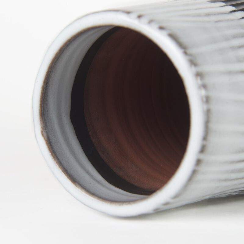 Decorative Ceramic Vase with Patterned Lines for Living Room or Dining Table