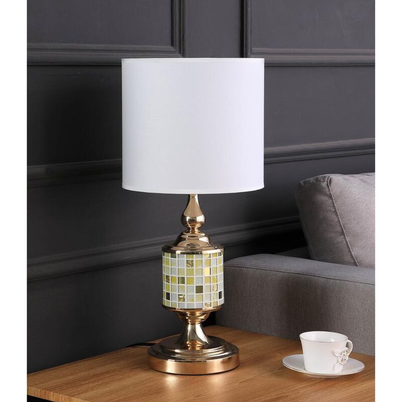 Hivvago 23" Gold Bedside Table Lamp With White Drum Shade
