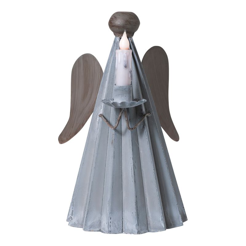 Angel Metal Candle Holder 135 Inch Weathered Zinc Indoor Tabletop Decor image number 0