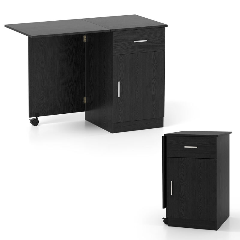 Folding Computer Desk with Drawer and Mobile Cabinet for Home Office