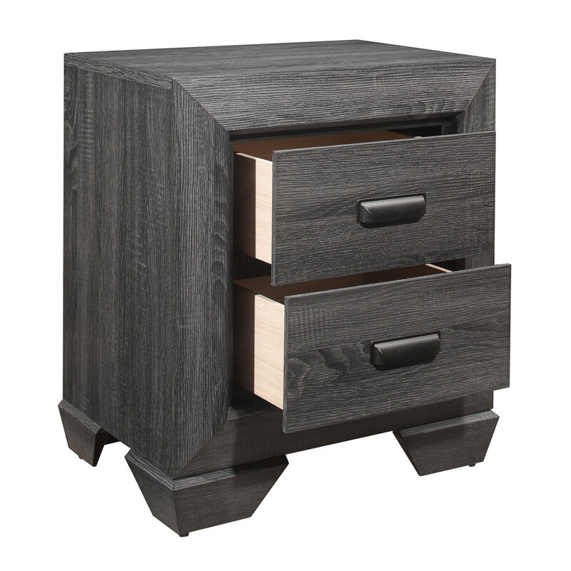 Gray Finish 1pc Nightstand of 2x Drawers Wooden Bedroom Furniture Contemporary Design Rustic Aesthetic image number 6