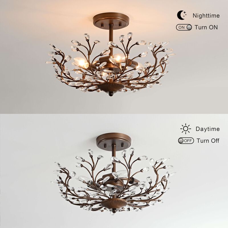 Freya 4-light Crystal Beaded 9-Branch Semi-Flush Mount image number 5