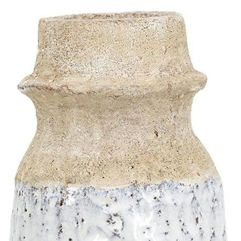 HomeRoots 10" Beige And Ivory Cylinder Terracotta Table Vase image number 5