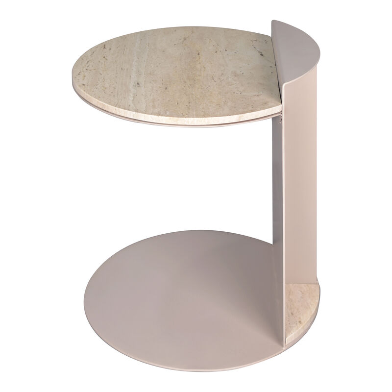 Evelyn 16" Contemporary Natural Marble/Metal Handmade C-Shaped End Table