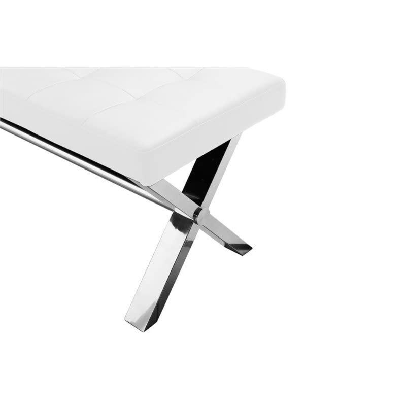 Pangea Home Beverly Bench Faux Leather White