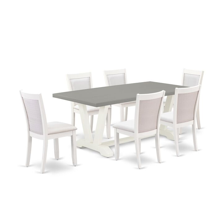 East West Furniture V097MZ001-7 7Pc Dining Set - Rectangular Table and 6 Parson Chairs - Multi-Color Color