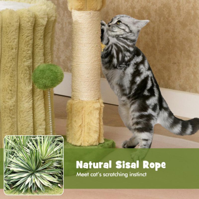 Hivvago Cute Cat Tree with Sisal Scratching Posts and Dangling Ball