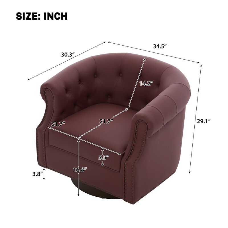 Merax 360&deg; Swivel Accent Chair with PU Leather, High-Density Foam & Spring Support image number 2