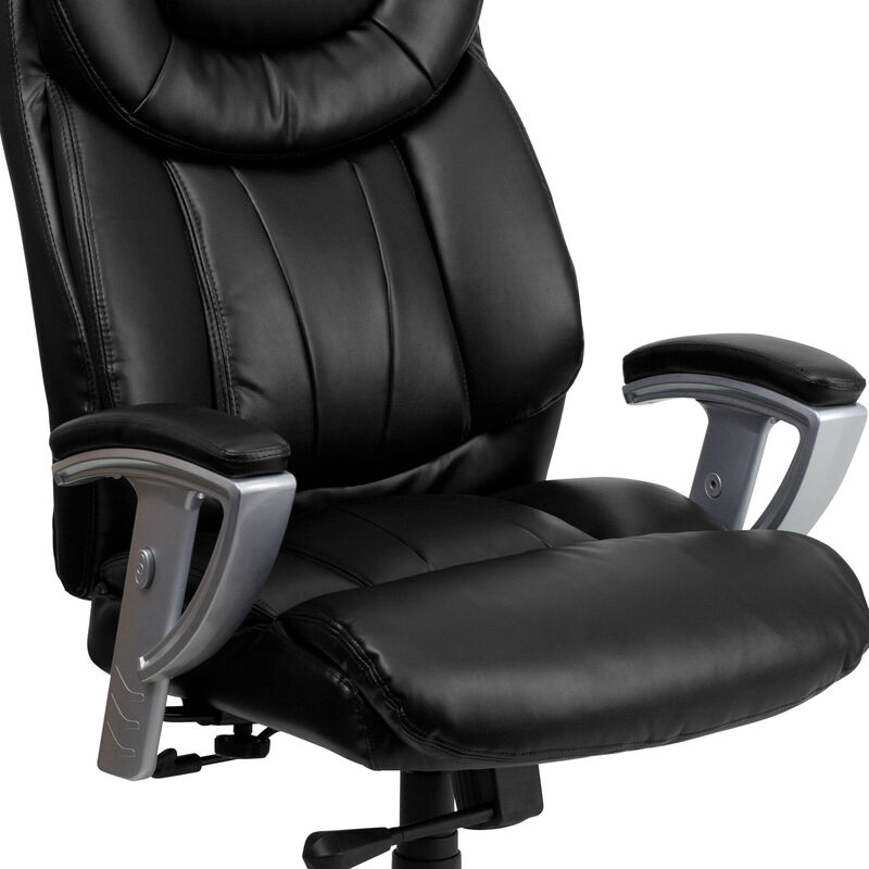 HERCULES Series Big & Tall 400 lb. Rated Black Fabric Executive Ergonomic Office Chair with Silver Adjustable Arms image number 7