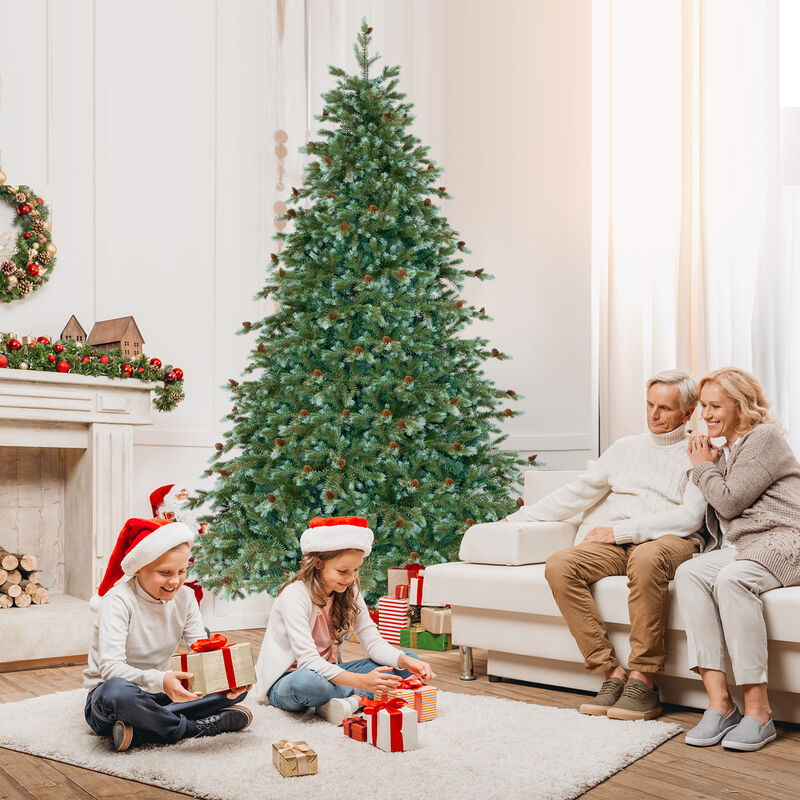 Christmas Tree with Warm White LED Lights and Pine Cones